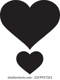 Love Hearts flat icon. Vector black symbol. Pictograph is isolated on a white background. Trendy flat style illustration for web site design,  ads, apps, user interface.