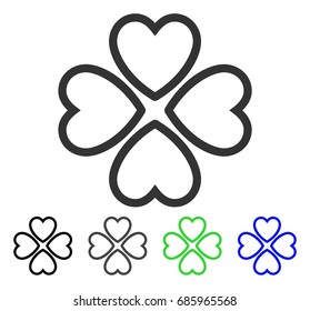 Love Hearts flat vector illustration. Colored love hearts gray, black, blue, green pictogram versions. Flat icon style for web design.