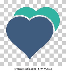 Love Hearts icon. Vector illustration style is flat iconic bicolor symbol, cobalt and cyan colors, transparent background. Designed for web and software interfaces.