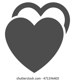Love Hearts icon. Vector style is flat iconic symbol with rounded angles, gray color, white background.