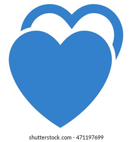 Love Hearts icon. Vector style is flat iconic symbol with rounded angles, cobalt color, white background.