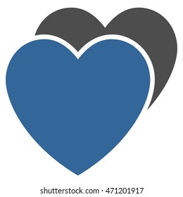 Love Hearts icon. Vector style is bicolor flat iconic symbol with rounded angles, cobalt and gray colors, white background.