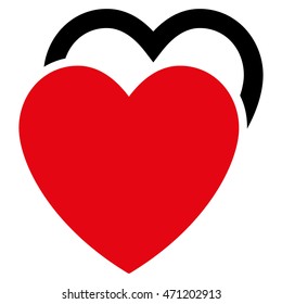 Love Hearts icon. Vector style is bicolor flat iconic symbol with rounded angles, intensive red and black colors, white background.