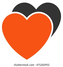Love Hearts icon. Vector style is bicolor flat iconic symbol with rounded angles, orange and gray colors, white background.