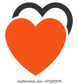Love Hearts icon. Vector style is bicolor flat iconic symbol with rounded angles, orange and gray colors, white background.