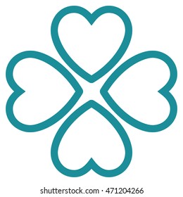 Love Hearts icon. Vector style is flat iconic symbol with rounded angles, soft blue color, white background.
