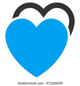 Love Hearts icon. Vector style is bicolor flat iconic symbol with rounded angles, blue and gray colors, white background.