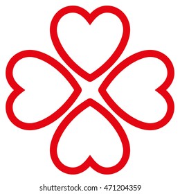 Love Hearts icon. Vector style is flat iconic symbol with rounded angles, red color, white background.