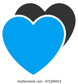 Love Hearts icon. Vector style is bicolor flat iconic symbol with rounded angles, blue and gray colors, white background.
