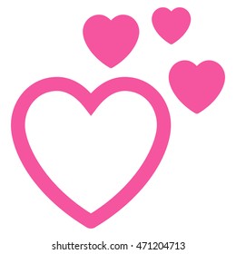 Love Hearts icon. Vector style is flat iconic symbol with rounded angles, pink color, white background.