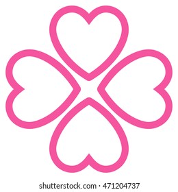 Love Hearts icon. Vector style is flat iconic symbol with rounded angles, pink color, white background.