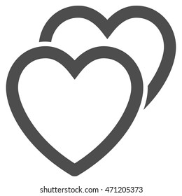 Love Hearts icon. Vector style is flat iconic symbol with rounded angles, gray color, white background.