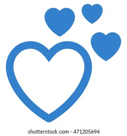 Love Hearts icon. Vector style is flat iconic symbol with rounded angles, cobalt color, white background.
