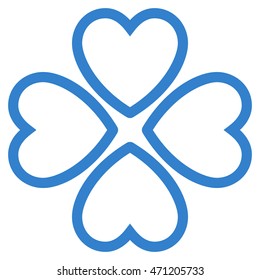 Love Hearts icon. Vector style is flat iconic symbol with rounded angles, cobalt color, white background.