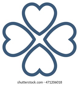 Love Hearts icon. Vector style is flat iconic symbol with rounded angles, blue color, white background.