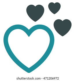 Love Hearts icon. Vector style is bicolor flat iconic symbol with rounded angles, soft blue colors, white background.