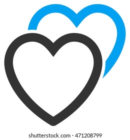 Love Hearts icon. Vector style is bicolor flat iconic symbol with rounded angles, blue and gray colors, white background.