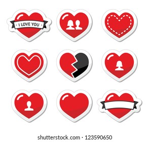 Love hearts labels set for Valentines Day