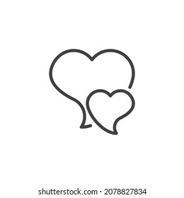 Love Hearts Line Icon. Linear Style Sign For Mobile Concept And Web Design. Two Hearts Outline Vector Icon. Valentines Day Symbol, Logo Illustration. Vector Graphics