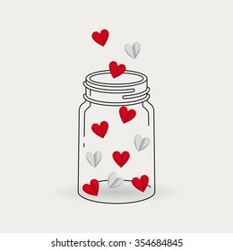 Love hearts mason jar, thanks card, valentine day, mother day, red white, care, health, free, collection, vector, transparent