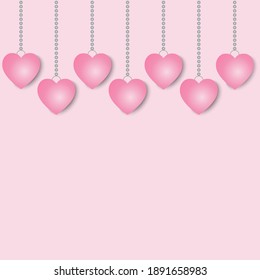 Love Hearts Mobile Pattern On Pink Background. 