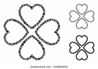 Love hearts mosaic of bumpy items in different sizes and shades, based on love hearts icon. Vector bumpy parts are composed into collage. Love hearts icons collage with dotted pattern.