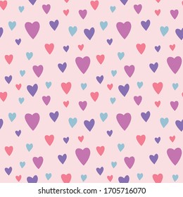 Love hearts on pink background. Pattern for fabric, wrapping, textile, wallpaper, apparel. Vector illustration