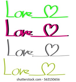 Love with hearts on white background.Vector illustration.