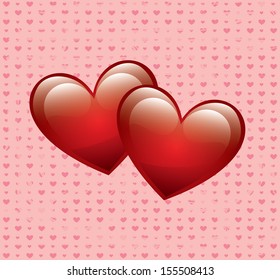 love hearts over dotted background vector illustration   