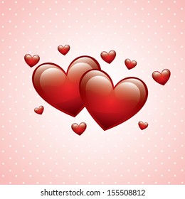 love hearts over dotted background vector illustration   