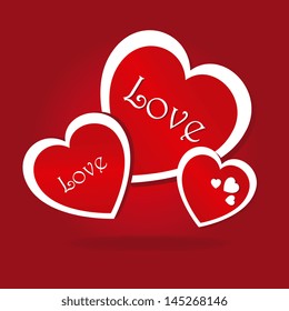 love hearts over red background vector illustration