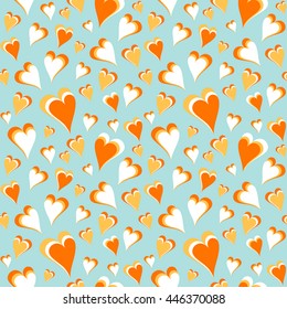 Love hearts pattern. Vector seamless ornament. Colorful vintage background for baby celebrations, Valentine's Day, Mother's Day, Easter, wedding, engagements, scrapbook, gift wrapping paper, textiles.