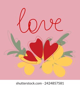 Love hearts print postcard background 