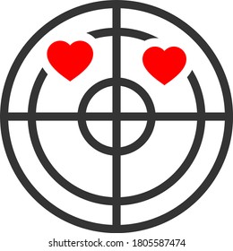 Love Hearts Radar flat vector icon. An isolated icon on a white background.