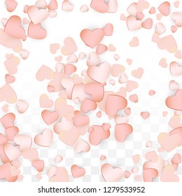 Love Hearts Random Falling Background. San Valentin Day pattern Texture. Vector Illustration for Cards, Banners, Posters, Flyers for Wedding, Anniversary, Birthday Party, Sales.