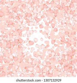 Love Hearts Random Falling Background. San Valentin Day pattern Design Element. Vector Illustration for Cards, Banners, Posters, Flyers for Wedding, Anniversary, Birthday Party, Sales.