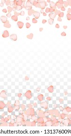 Love Hearts Random Falling Background. San Valentin Day pattern Texture. Element of Design for Cards, Banners, Posters, Flyers for Wedding, Anniversary, Birthday Party, Sales.