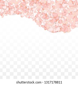 Love Hearts Random Falling Background. St. Valentine's Day pattern Wallpaper. Element of Design for Cards, Banners, Posters, Flyers for Wedding, Anniversary, Birthday Party, Sales.