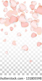Love Hearts Random Falling Background. St. Valentine's Day pattern Romantic Scattered Hearts. Element of Design for Cards, Banners, Posters, Flyers for Wedding, Anniversary, Birthday Party, Sales.