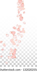 Love Hearts Random Falling Background. St. Valentine's Day pattern Romantic Scattered Hearts. Vector Illustration for Cards, Banners, Posters, Flyers for Wedding, Anniversary, Birthday Party, Sales.