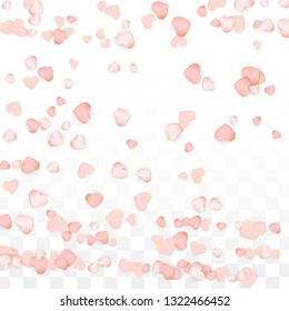Love Hearts Random Falling Background. St. Valentine's Day pattern Texture. Element of Design for Cards, Banners, Posters, Flyers for Wedding, Anniversary, Birthday Party, Sales.