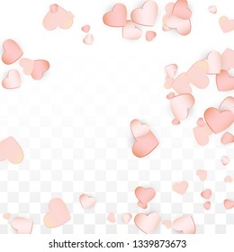 Love Hearts Random Falling Background. St. Valentine's Day pattern Texture. Vector Illustration for Cards, Banners, Posters, Flyers for Wedding, Anniversary, Birthday Party, Sales.