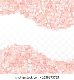 Love Hearts Random Falling Background. San Valentin Day pattern Texture. Vector Illustration for Cards, Banners, Posters, Flyers for Wedding, Anniversary, Birthday Party, Sales.