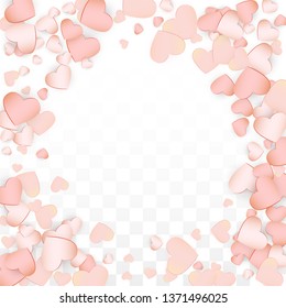 Love Hearts Random Falling Background. St. Valentine's Day pattern Wallpaper. Element of Design for Cards, Banners, Posters, Flyers for Wedding, Anniversary, Birthday Party, Sales.