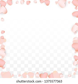 Love Hearts Random Falling Background. St. Valentine's Day pattern Design Element. Element of Design for Cards, Banners, Posters, Flyers for Wedding, Anniversary, Birthday Party, Sales.