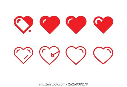 Love hearts red color set vector icon design