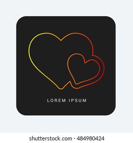 Love hearts Red & Orange gradient attractive line thin icon / logo design