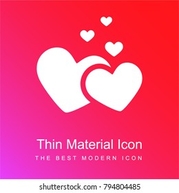 Love hearts red and pink gradient material white icon minimal design