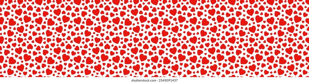 Love hearts repeated banner. St. Valentine's Day seamless patterns vector illustration. Romantic repeated texture for greeting cards, invitation and holiday design, clothes prints, wrapping paper