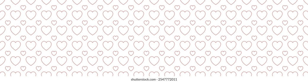 Love hearts repeated texture. Saint Valentines Day vector background. Romantic seamless pattern for greeting cards, invitation and holiday design, clothes prints, wrapping paper. outline hearts icons